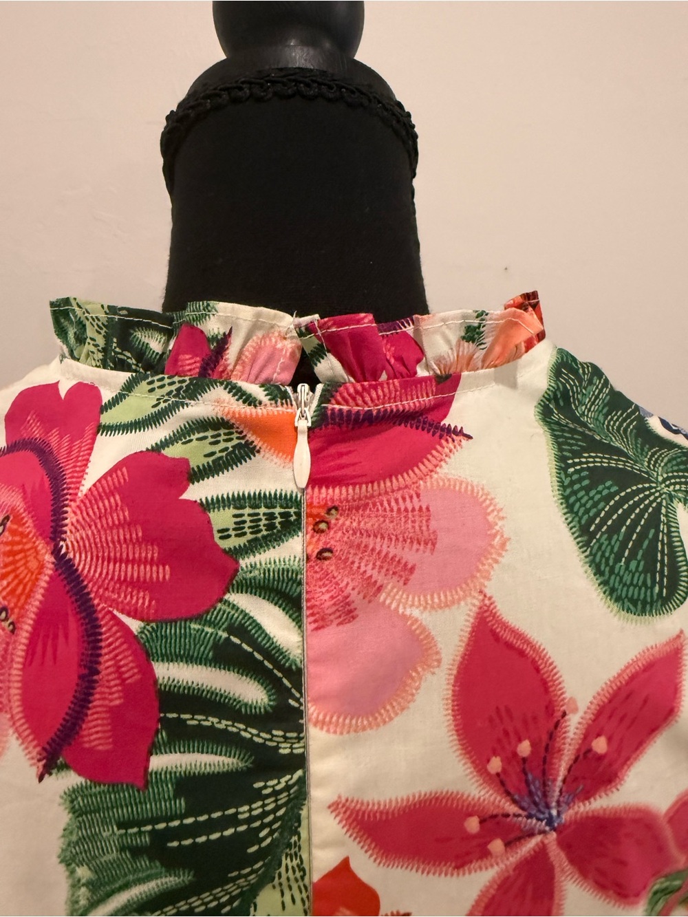 London Times Cream Floral Maxi Dress with Pink, Orange & Green - Picture 6 of 11